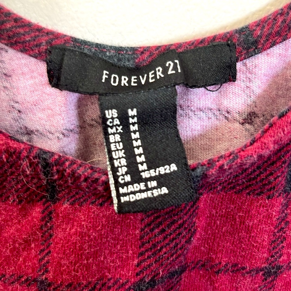 ✨🆕BNWOT!Forever21 Red Plaid Cropped T-Shirt!Sz M!BRAND NEW!NEVER WORN!✨ - Picture 3 of 4